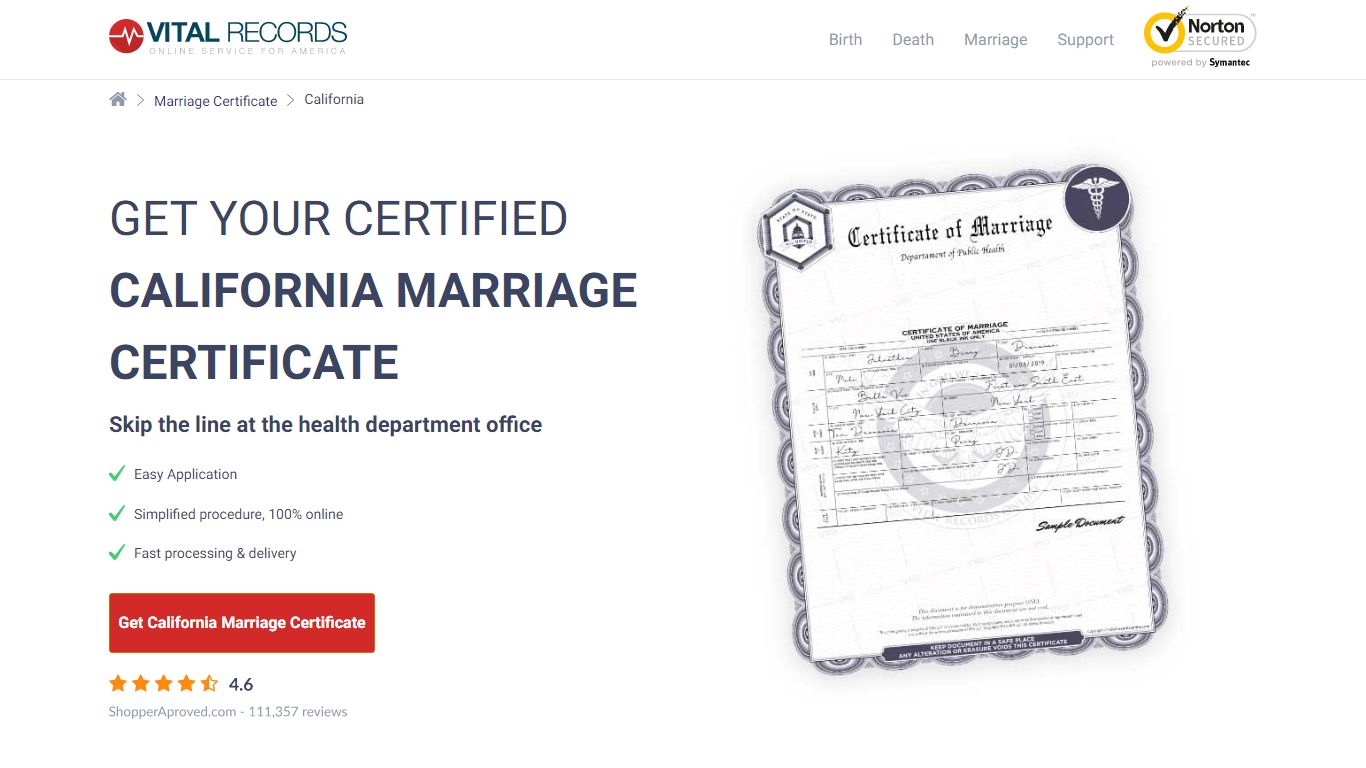 Get Your Certified California Marriage Certificate - Vital Records Online